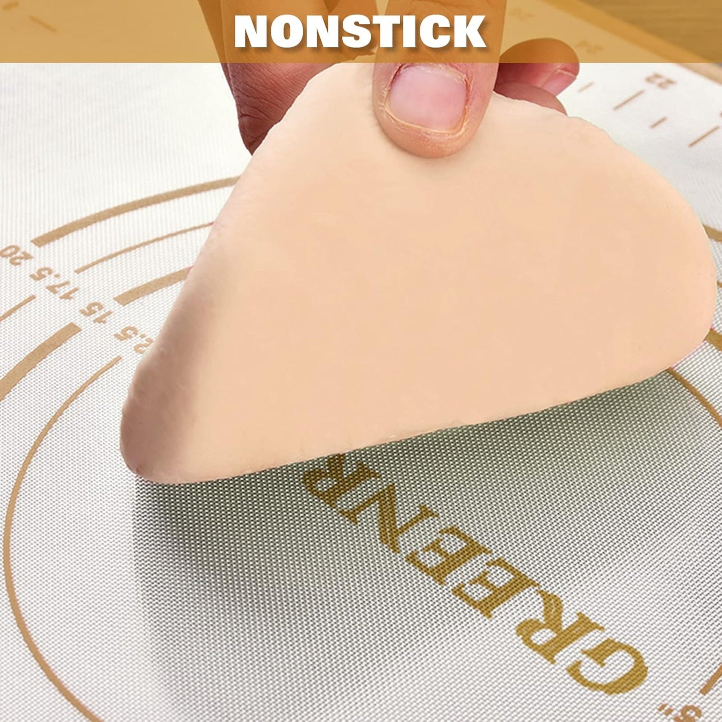 Silicone Pastry Mat Extra Thick Large Non Stick Baking Supplies Kitchen Counter Cooking Rolling Dough Sheet Pie Crust Sourdough Bread Oven Liner with Measurement (XL-20''(W)*28''(L), 3#Gold)