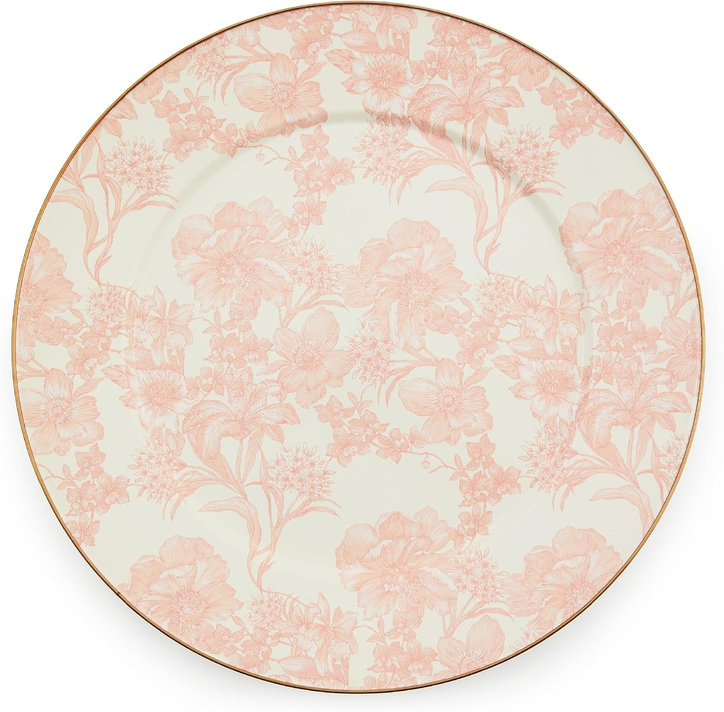 MACKENZIE-CHILDS Enamel Serving Platter, Decorative Serving Platter for Food, 16 Inches, Rosy English Garden