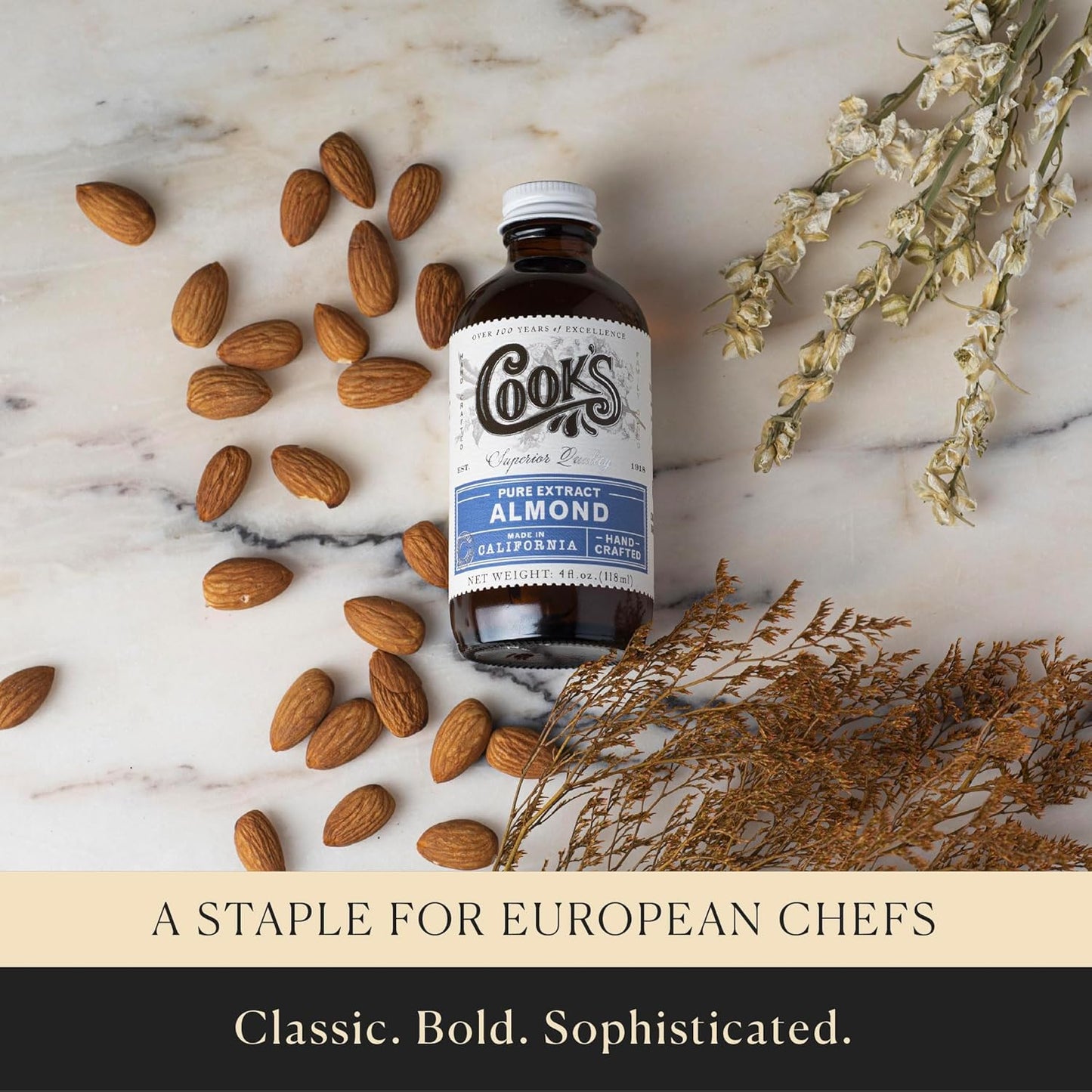 Cook’s, Pure Almond Extract for Baking, Cooking, and Mixology, Allergen Free Almond Flavoring Extract, 4 oz