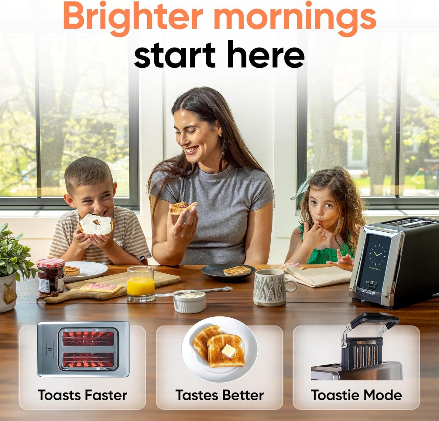 Revolution R180 Connect Smart Toaster Bundle with Toastie Press – Touchscreen, 2-Slice Wide Slot, InstaGLO Tech – Toast Bread, Bagels, Waffles, Muffins, Tortillas, Pastries – Black