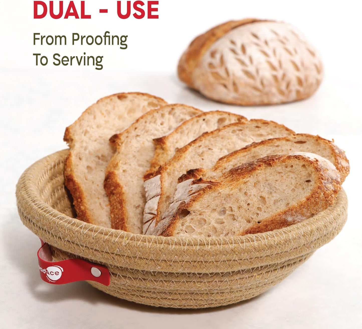 Cotton Rope Banneton Bread Proofing Basket Set, 2 x Round Bread Basket with Liners & Covers for Artisan Bread Baking, Sourdough Bread Baking Supplies