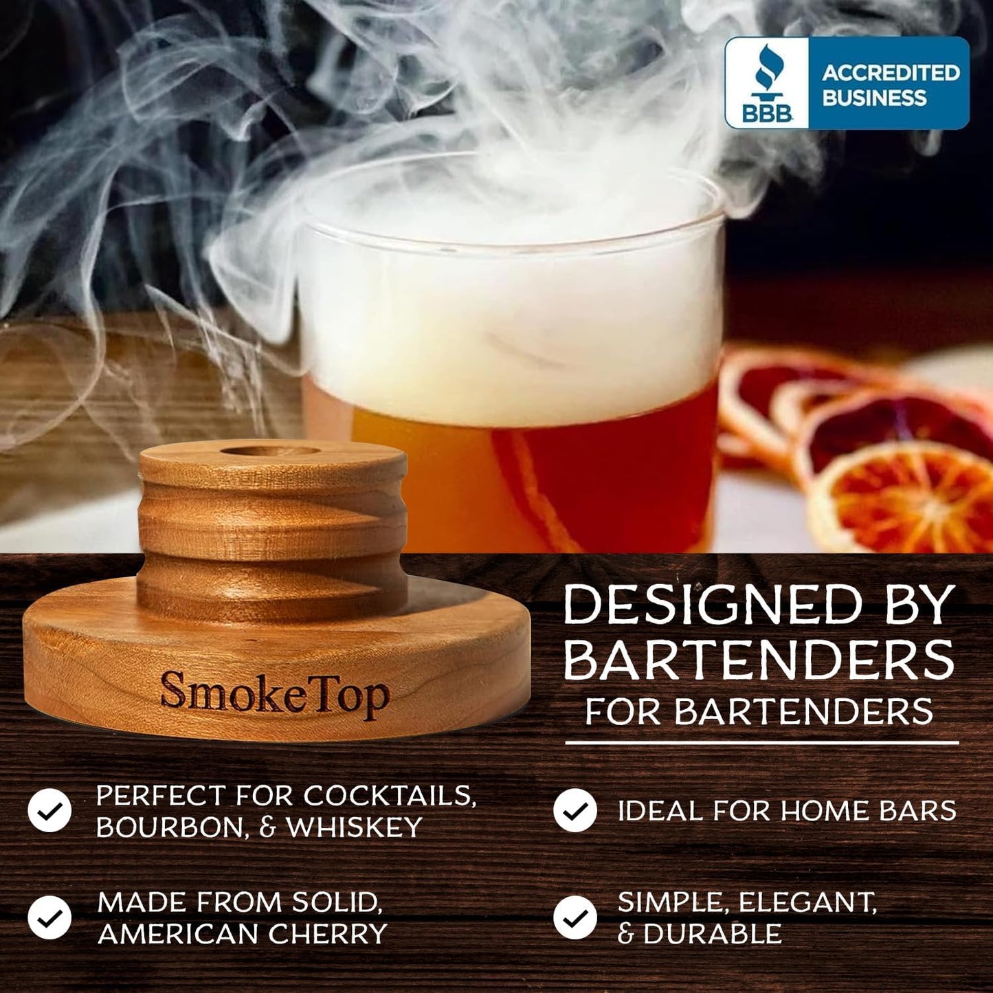 SmokeTop Cocktail Smoker Kit 5 Pack - Old Fashioned Chimney Drink Smoker for Cocktails, Whiskey, & Bourbon With Sample Wood Chips - by Middleton Mixology