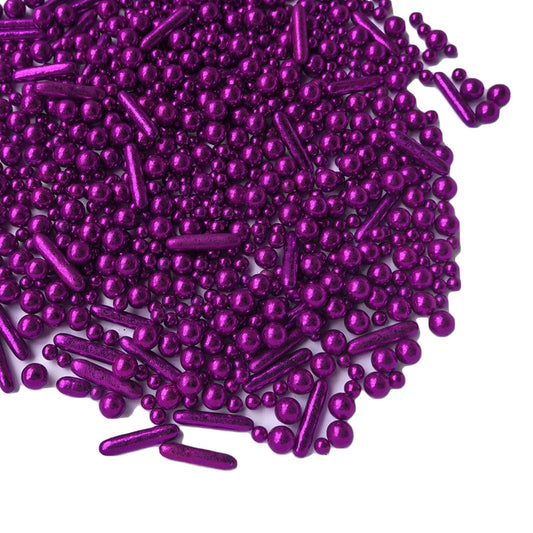 Sprinkles Purple Pearl Sugar Candy Mix Size Baking Cake Decorations Cupcake Toppers Celebrations Shaker Jar Wedding Shower Party (130g/4.2oz）