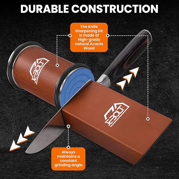 Rolling Knife Sharpener, Rolling Knife Sharpener kit with 2 diamond and blue ceramic for Steel, Knife sharpener roller with 15 & 20 degree Magnetic Angle for Kitchen Knives