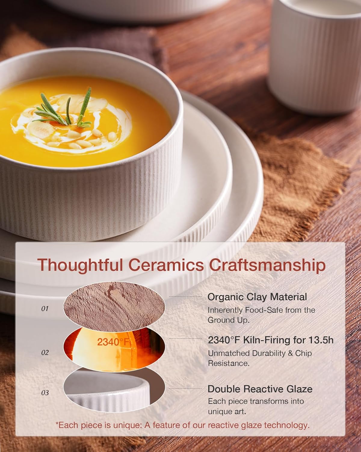 Famiware Star Plates and Bowls Sets, Modern Stoneware Dinnerware Sets for 8, 24-Piece Kitchen Dish Set - Microwave and Dishwasher Safe, Chip and Scratch Resistant, Matte White