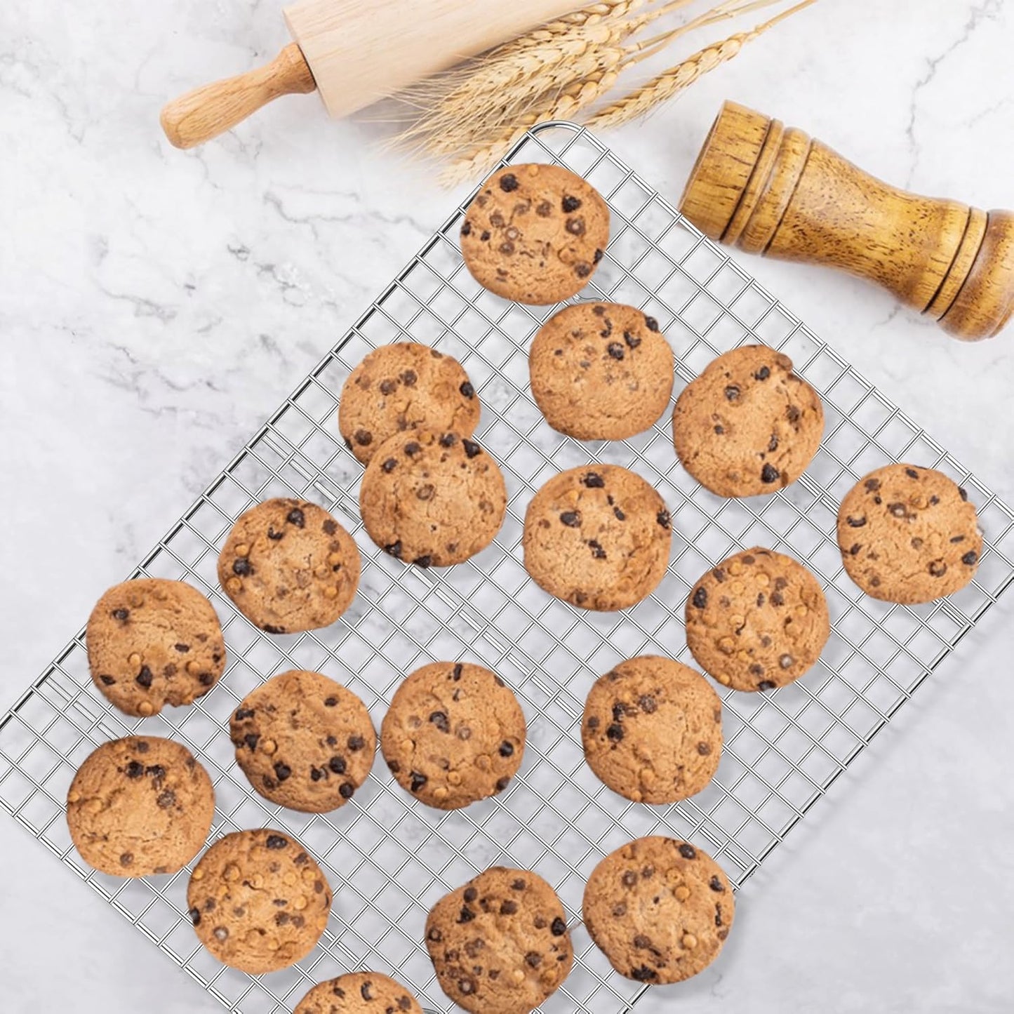 E-far Baking Sheet with Wire Rack Set, 17.6” x 13” Stainless Steel Cookie Sheet Baking Pan for Oven, Rimmed Large Metal Tray with Cooling Rack for Cooking Roasting, Non-Toxic & Dishwasher Safe