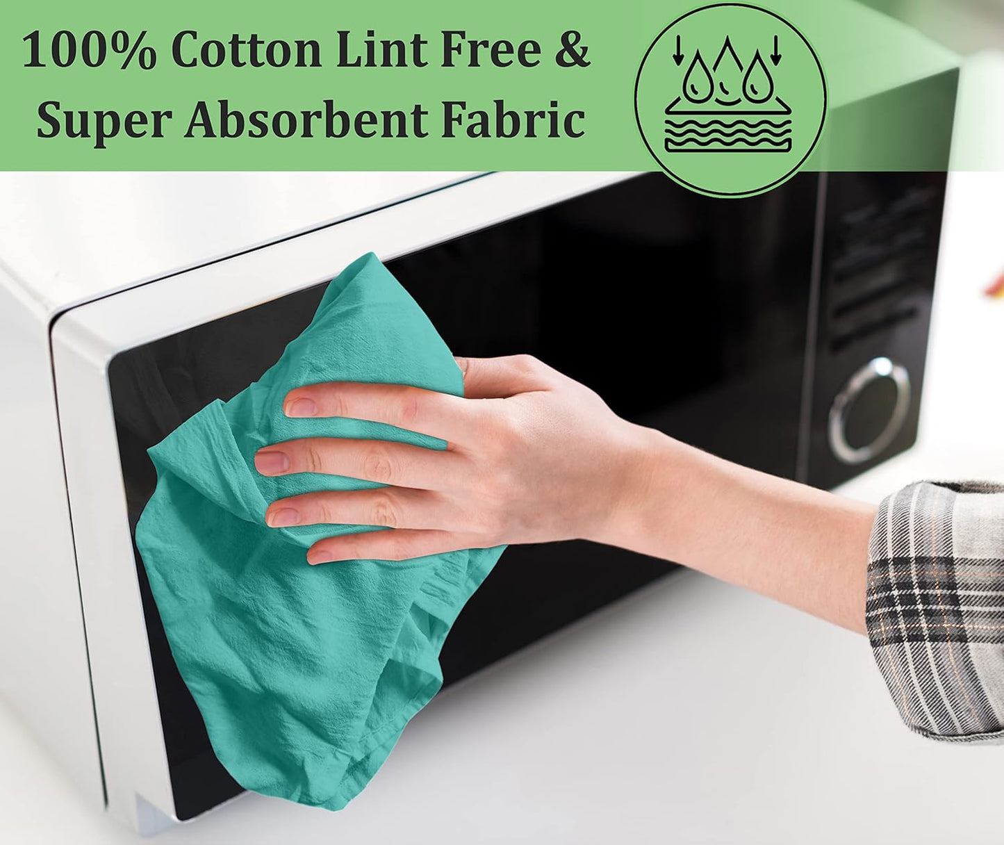 RUVANTI Flour Sack Towels 12 Pack 28 x 28 Inches, Ring Spun 100% Cotton Dish Towel, Machine Washable, Absorbent - Flour Sack Kitchen Towels for Drying and Cleaning - Turquoise