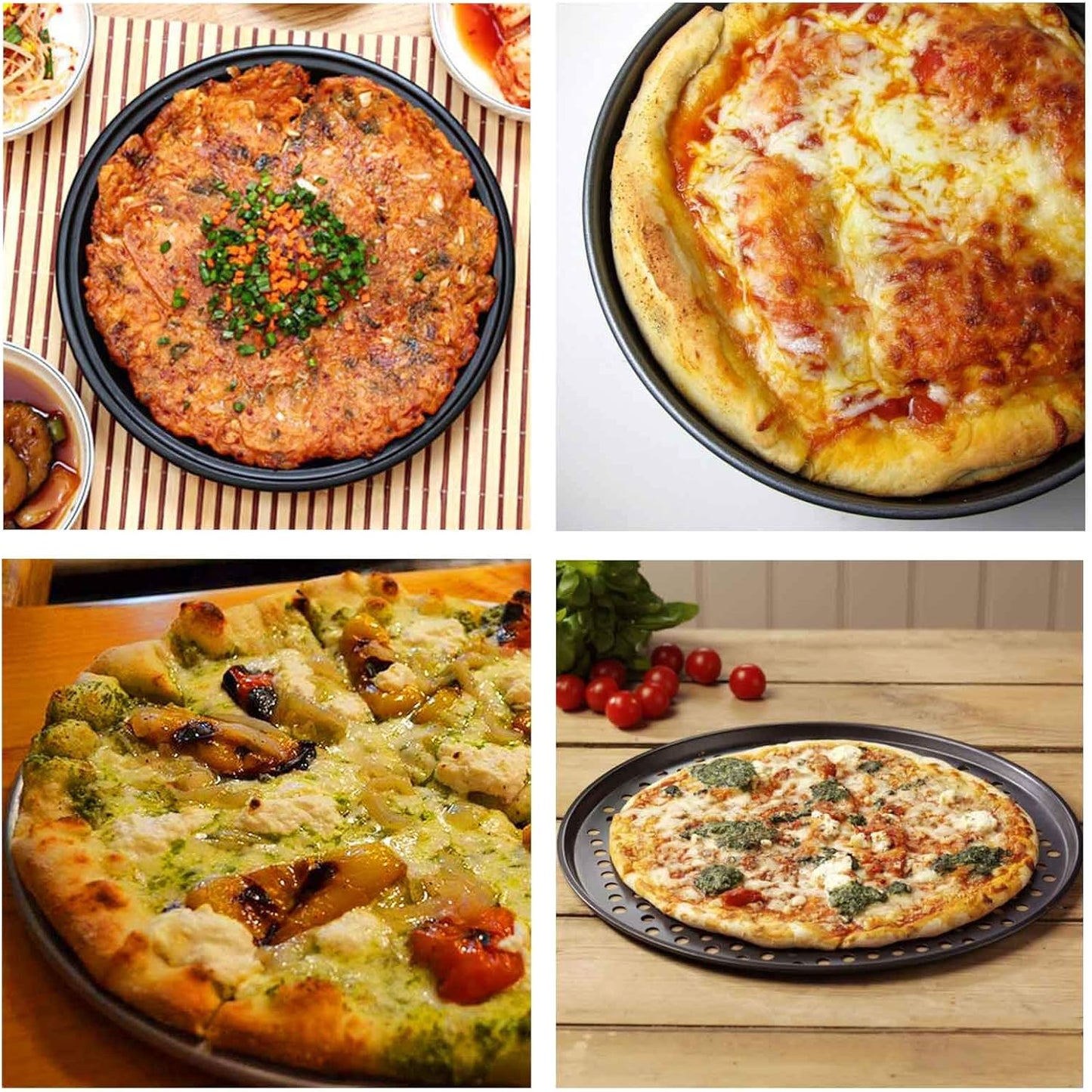 Handook Pizza Pan for Oven, Nonstick Pizza Pans, Carbon Steel Pizza Pan with Holes, Pizza Baking Pan for Oven Baking Supplies, for Home Baking Kitchen Oven Restaurant (12 Inch)