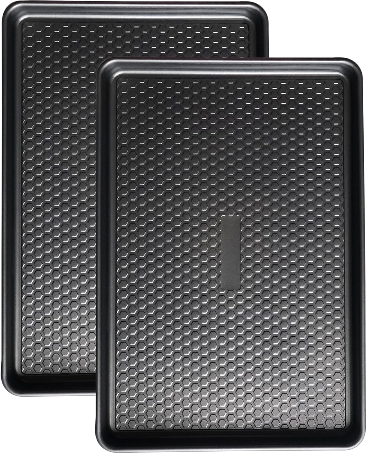 Large Baking Sheet Set (2 Pack) - Half Sheet Pan 17.7x12.2 Inch, 0.8mm Heavy Duty Carbon Steel, Nonstick & Warp Resistant Cookie Sheet for Baking, Roasting, Textured Pattern, Dark Grey