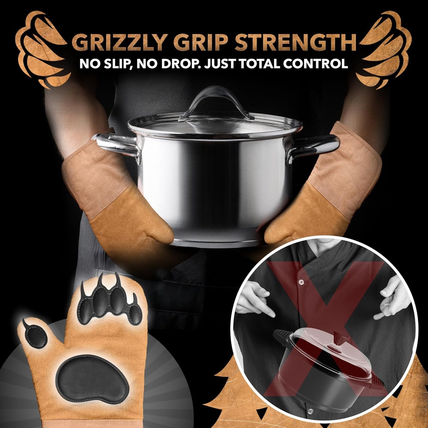 Bear Paw | Beast Glove Oven Mitts | Bear Hands Oven Mitts | Kitchen Pot Holders Set | Heat Resistant Oven Mittens for Kitchen