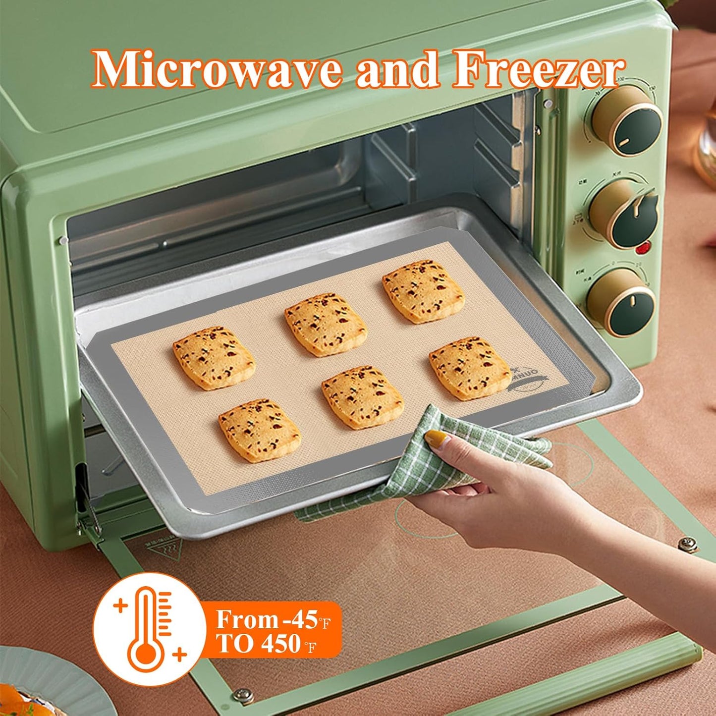 Silicone Baking Mat, Set of 3 Reusable Non-Stick Food Safe Baking Sheets for Cookies,for Making Cookies, Macaroons, Bread (Grey)