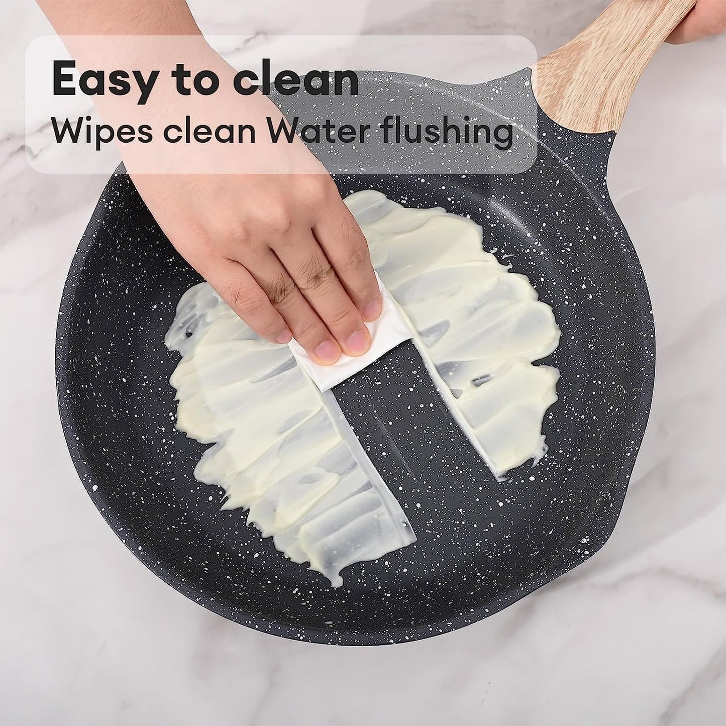 JEETEE Nonstick Frying Pans Set, Skillets Set 2 Pcs, 8" 10" Granite Non-Stick Frying pan, Nonstick Omelette Skillet with Soft Touch Handle, Grey