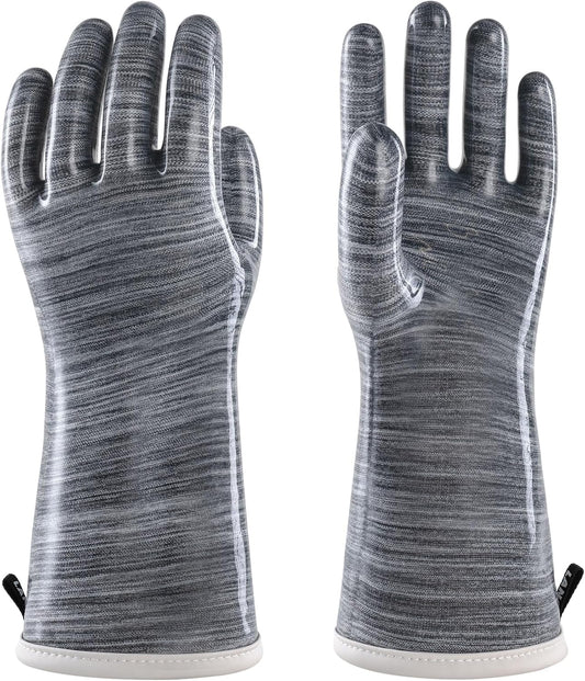wahoo Liquid Silicone Smoker Oven Gloves, Food-Contact Grade, Heat Resistant Gloves for Cooking, Grilling, Baking, Grey, Large