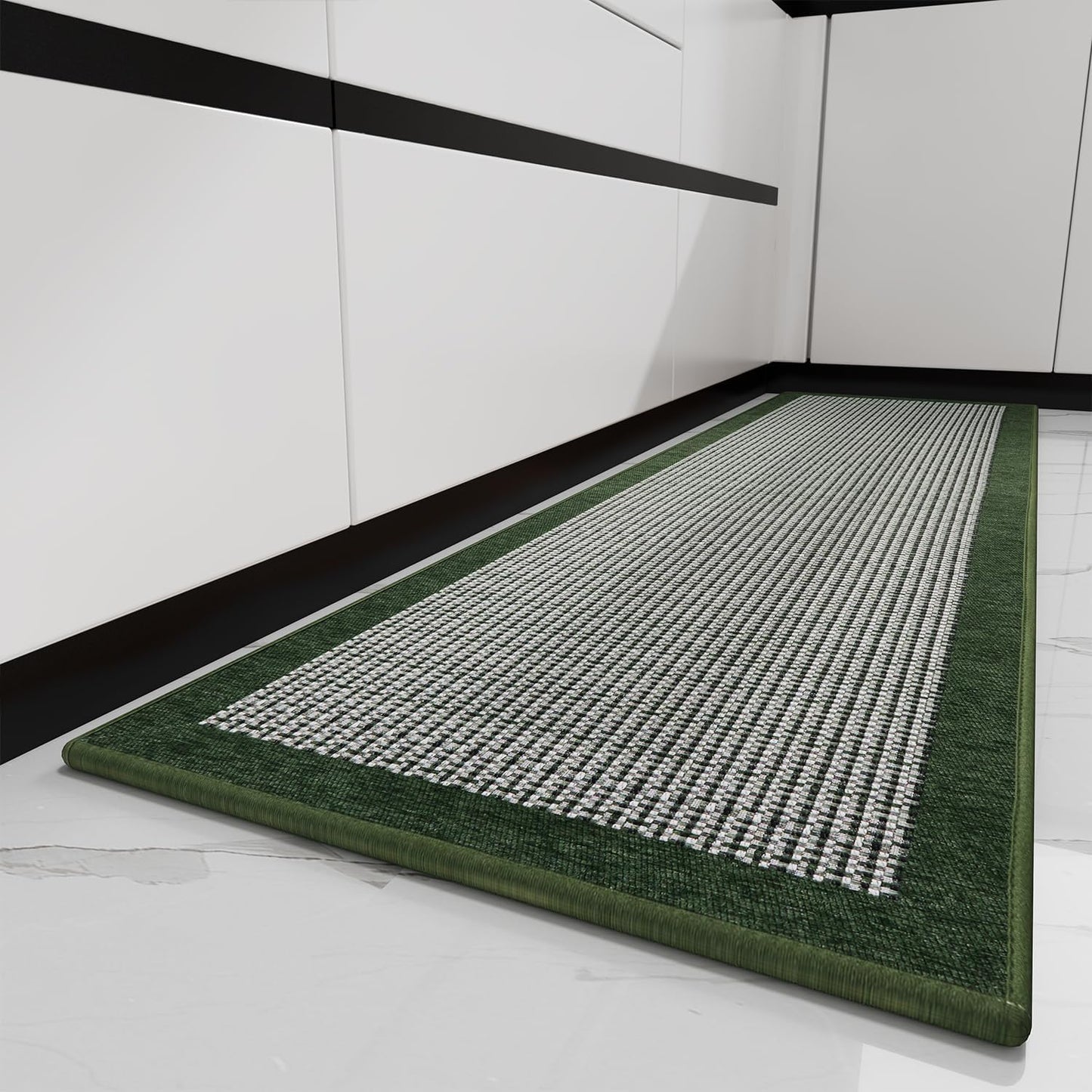 PADOOR Kitchen Mats for Floor, Kitchen Rugs Non Slip Washable, Rubber Backed Kitchen Runner Super Absorbent Kitchen Floor Mat Sink Rug, 20"x32" Green