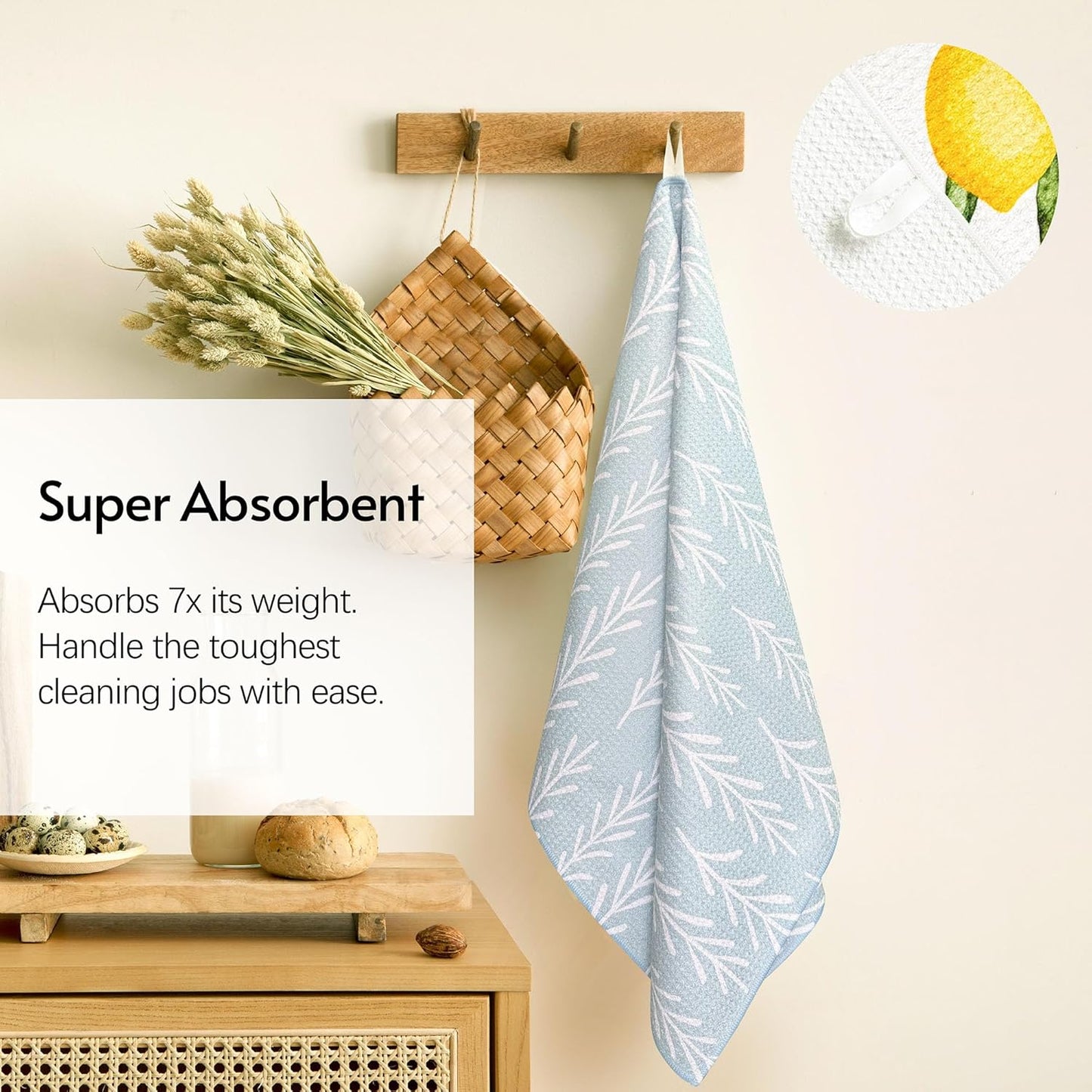 Kitchen Towels, 18" x 30" Dish Towels for Kitchen Drying, Quick Dry Tea Towels, Premium Microfiber Dish Cloths, Midnight Bloom Series, 2-Pack