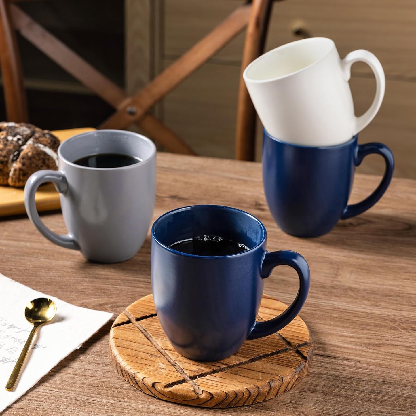 AmorArc 16oz Coffee Mugs Set of 6, Large Ceramic Coffee Mugs for Man, Woman, Dad, Mom, Modern Coffee Mugs with handle for Tea/Latte/Cappuccino/Cocoa. Dishwasher&Microwave Safe, Multi-Color