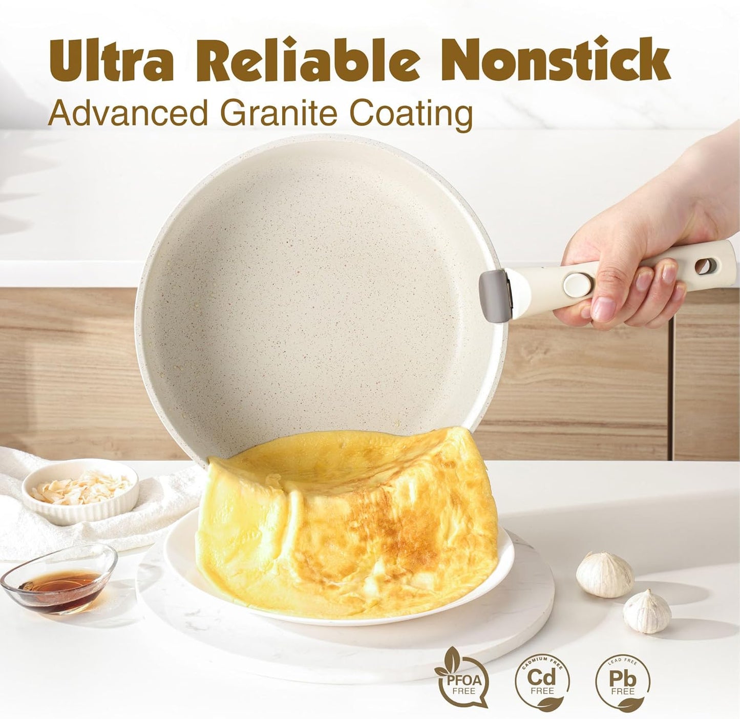 SENSARTE 24 Piece Pots and Pans Set, Nonstick Detachable Handle Cookware, Induction Kitchen Cookware Set with Removable Handle, Healthy Non Stick for RV, Dishwasher ＆ Oven Safe (White)