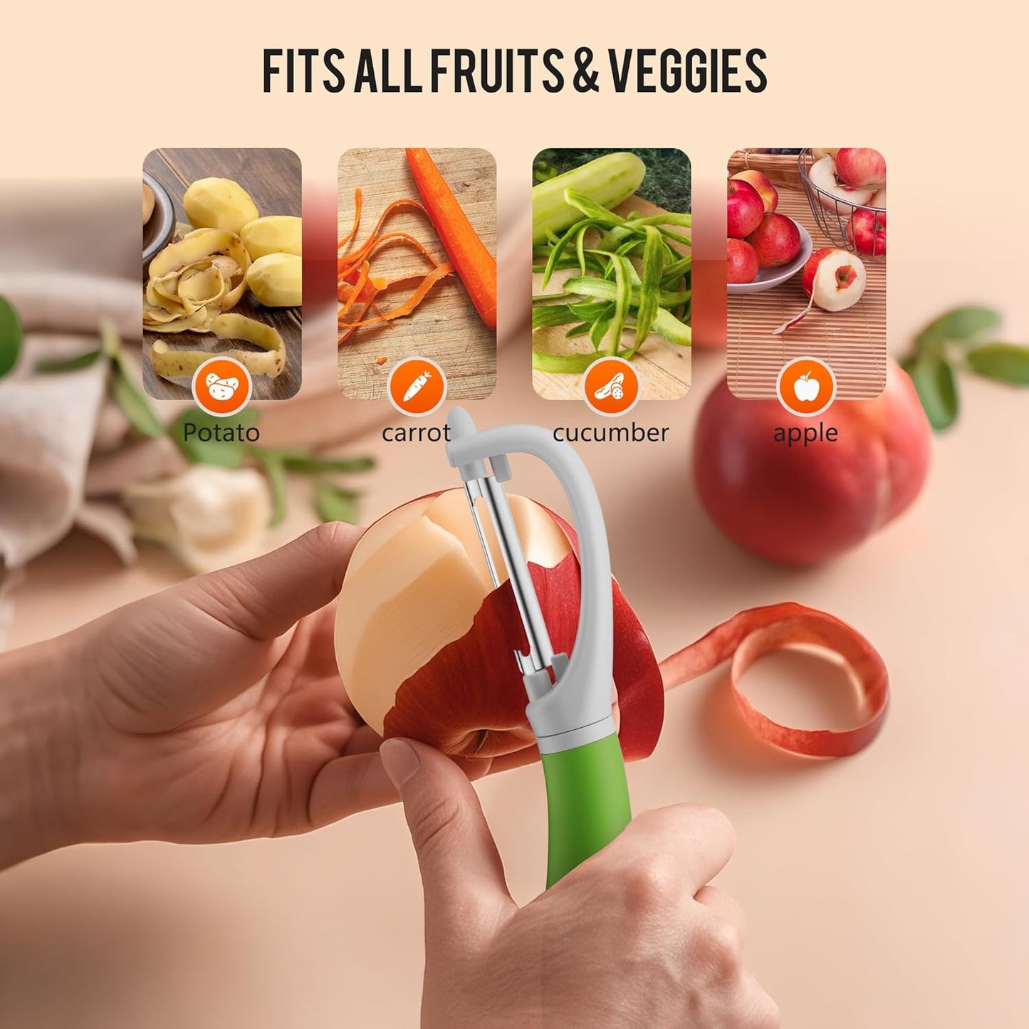 Li&Zhao Vegetable Peelers - Potato Peelers Fruit Peeler Veggie Peeler Carrot Peeler Apple Peeler Garlic Peeler kitchen tools Corn Peeler(2 Blades)