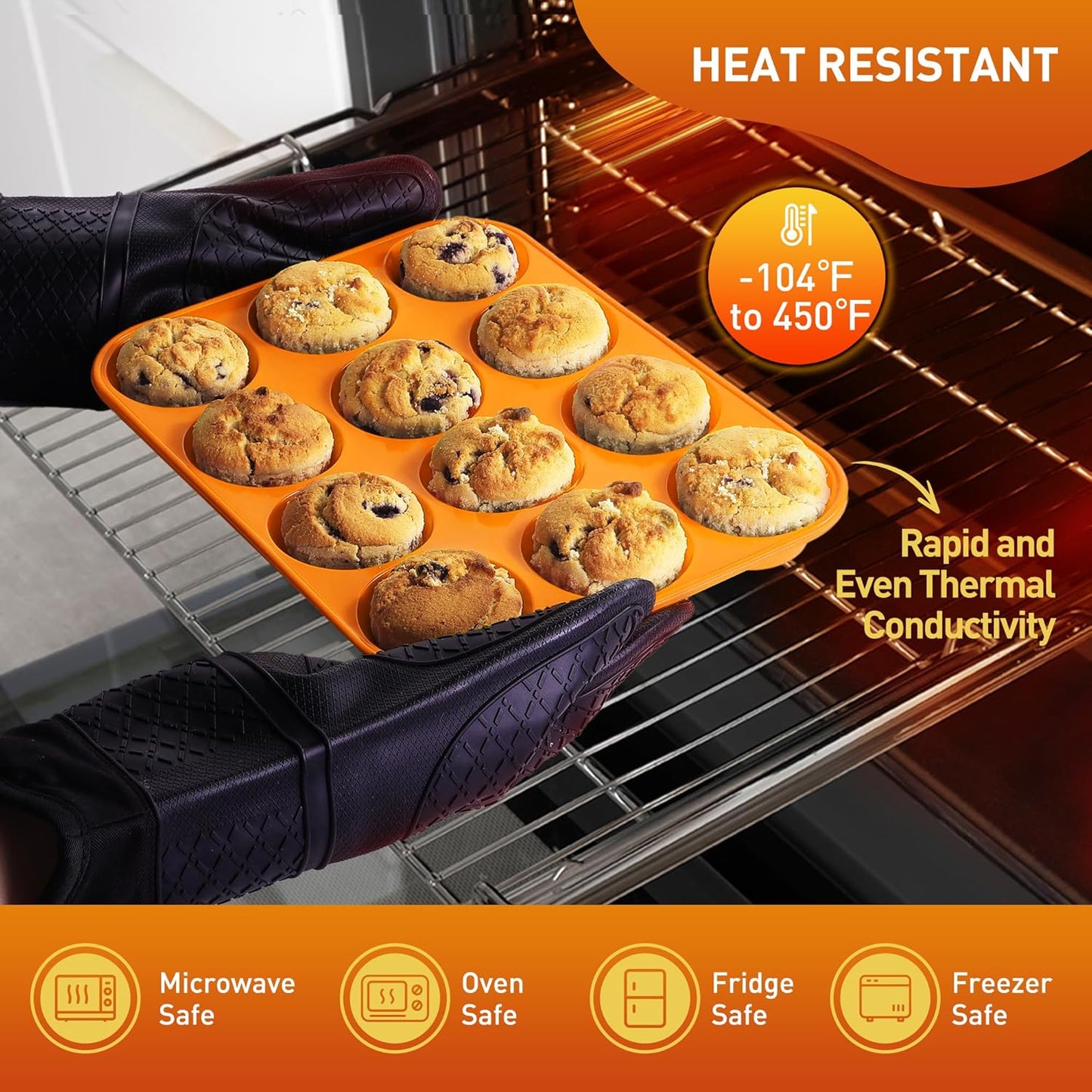 2 Pack 12 Cups Silicone Muffin Pan with Metal Reinforced Frame Regular Size Silicone Molds Cupcake Cake Baking Pans Cookie Baking Chocoflan Cupcake Mold Baking Homemade Muffins Cupcakes Egg Bites