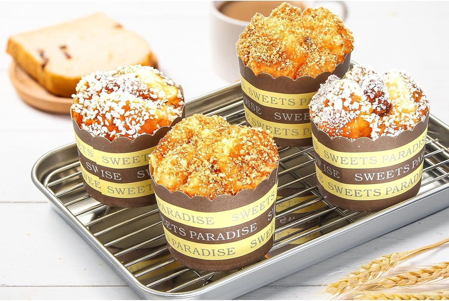 Baking Sheet with Rack Set, Yododo Set of 4 (2 Sheets + 2 Racks), Stainless Steel Cookie Sheet Baking Pan Tray with Cooling Rack, Non Toxic & Heavy Duty & Easy Clean - Size of 12 inch