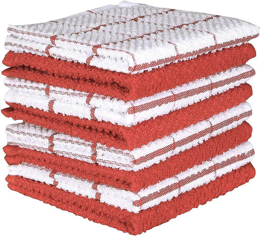 AMOUR INFINI Cotton Kitchen Dish Cloths Set of 8 – Highly Absorbent, Super Soft Premium Terry Cleaning Cloth (12"x12" Inch) Premium Dishcloths for Washing Dishes (Rust)