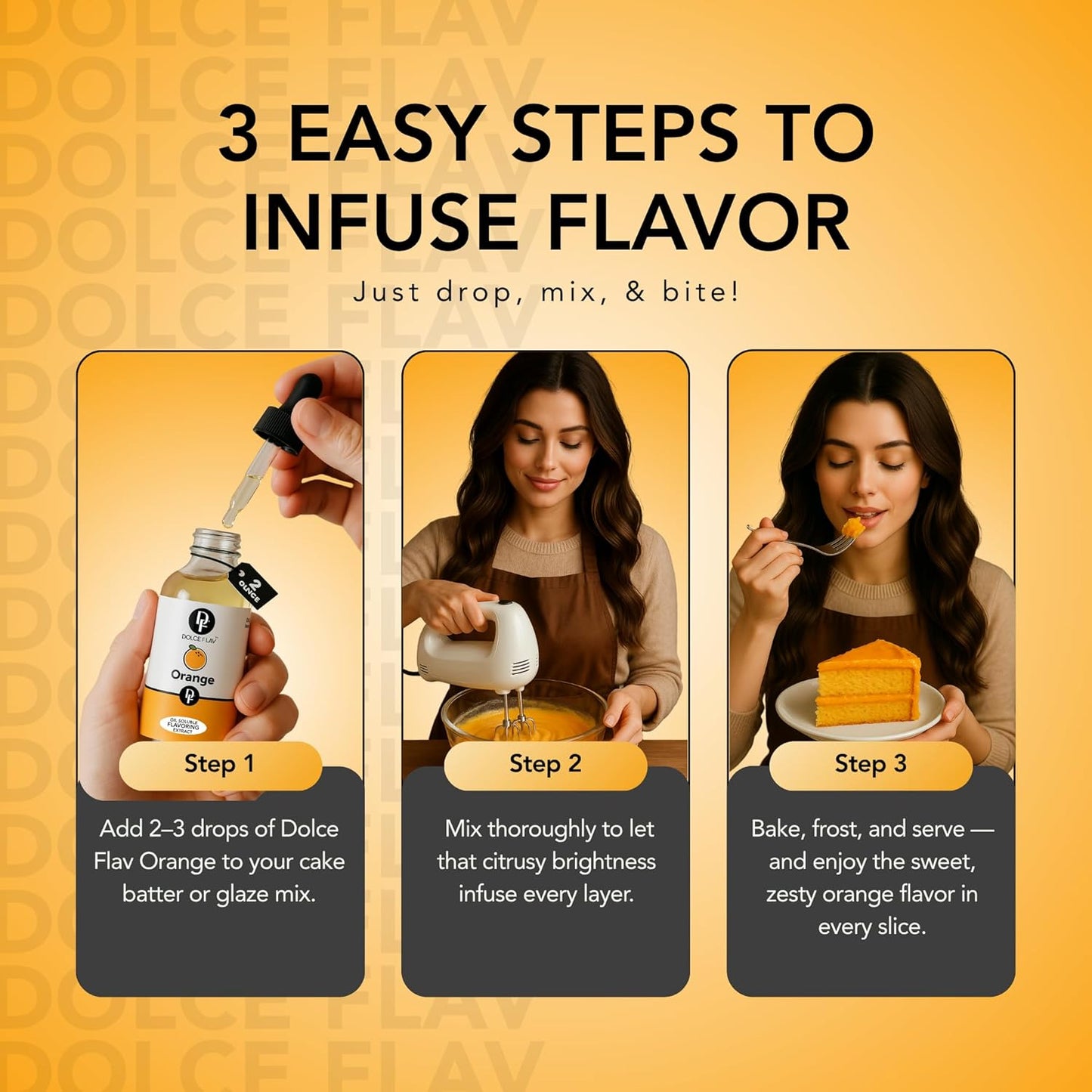 Dolce Flav Natural Orange Extract – 2 Ounce Oil-Soluble Kosher, Sugar-Free, Concentrated Citrus Flavor for Candy, Chocolates & Desserts, Includes Measured Dropper