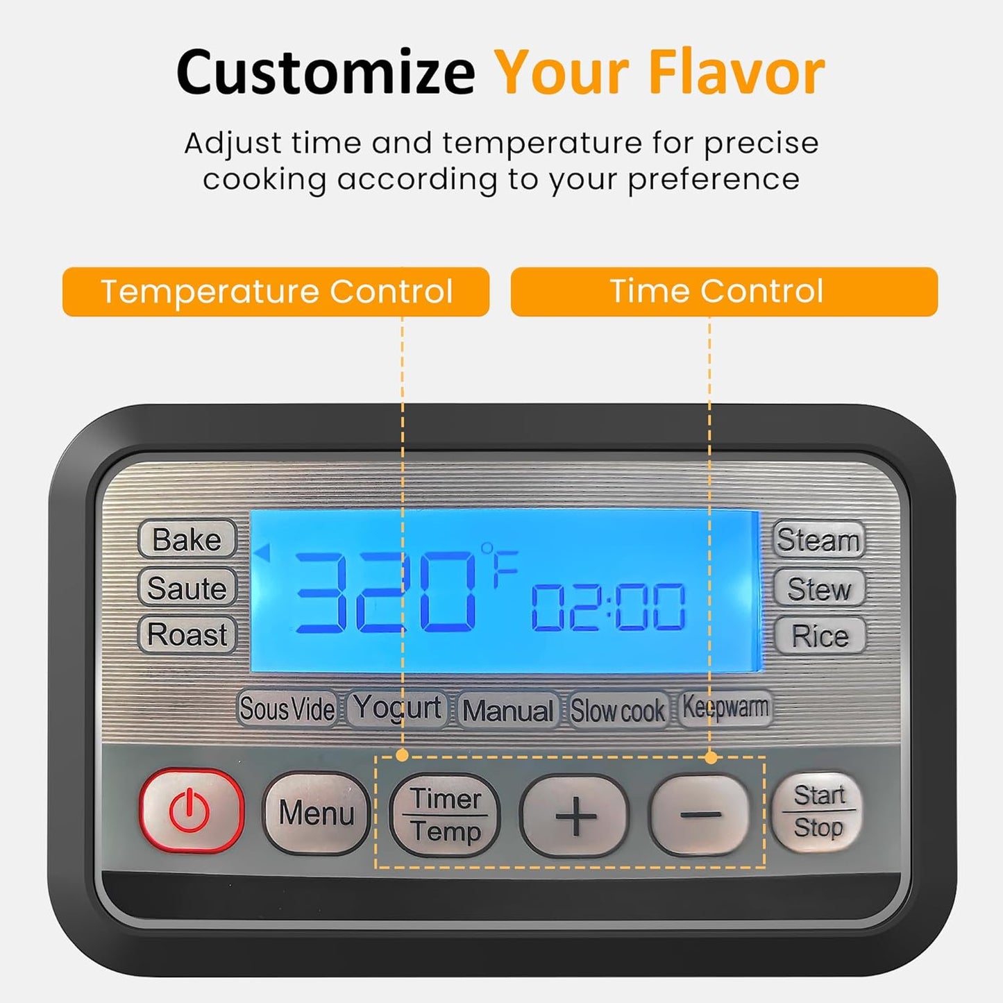 Sunvivi 6.5 Quart Slow Cooker Roaster Oven：11 in 1 programmable Multi-Cooker Food Warmer with Digital Timer, Temp Control, Removable Nonstick Cast Aluminum Pot & Dishwasher-Safe Tempered Glass Lid