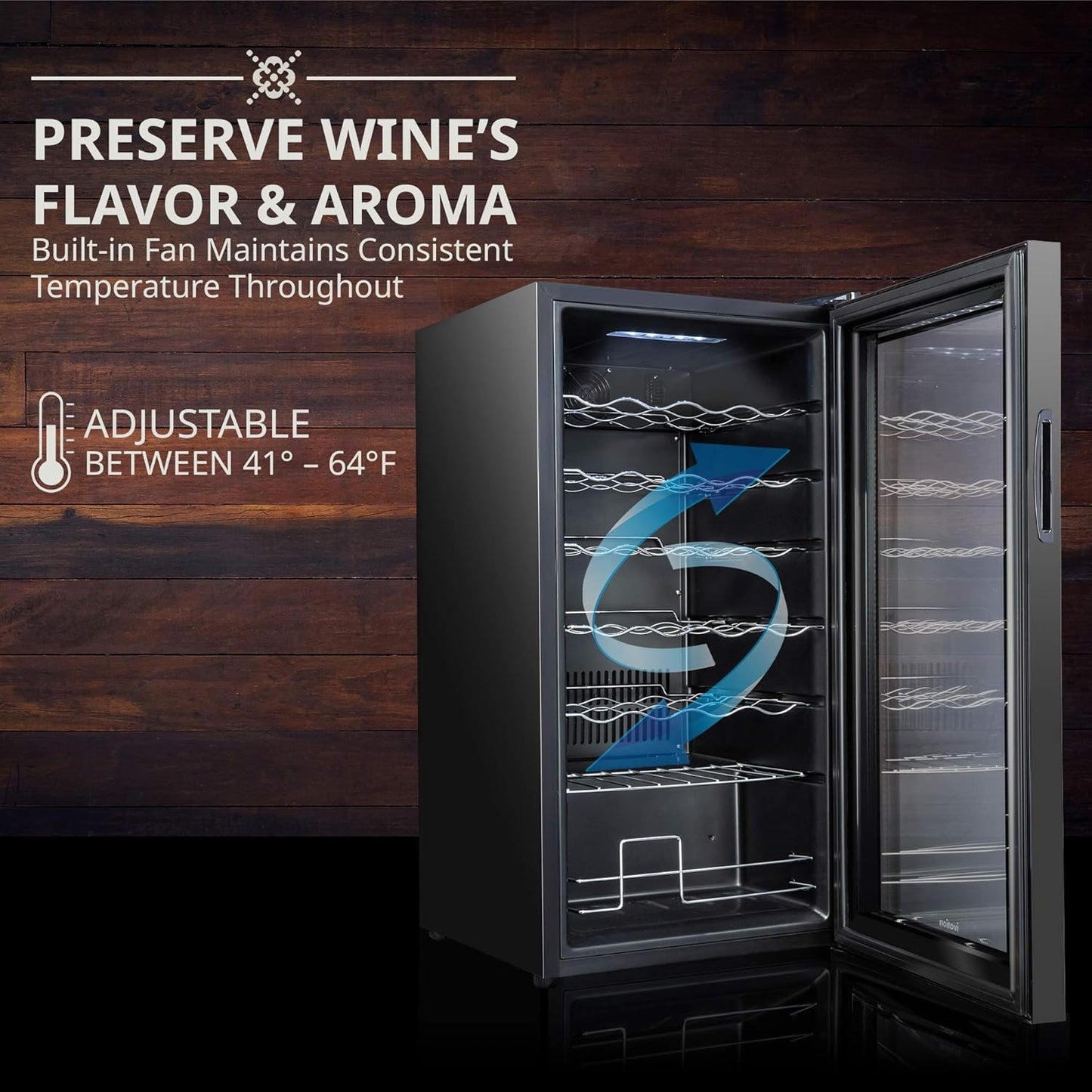 Ivation 28 Bottle Compressor Wine Cooler Refrigerator with Wi-Fi Smart App Control Cooling System | Large Freestanding Wine Cellar Fridge For Red White Champagne or Sparkling, Black Glass Door & Lock