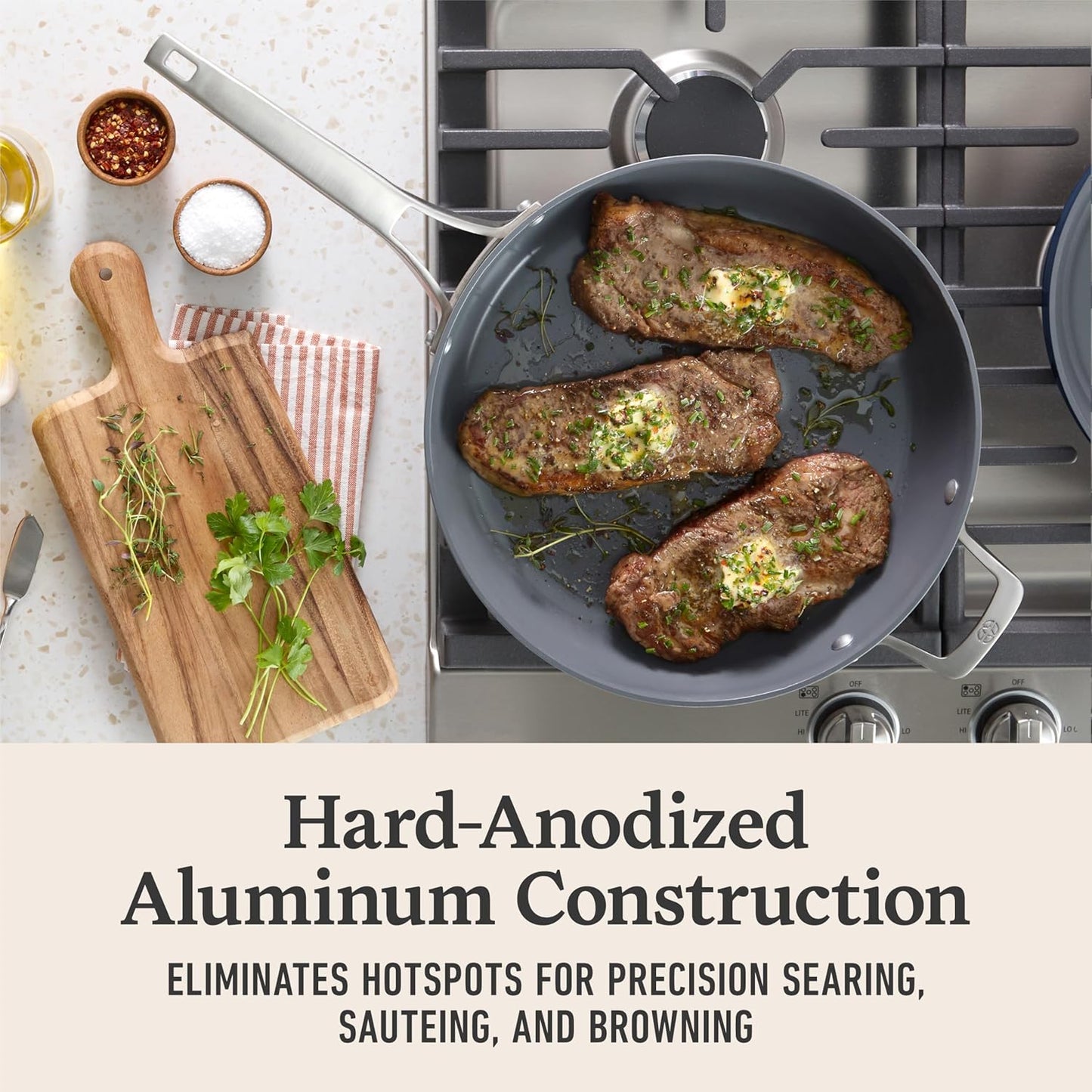 Calphalon® Premier Ceramic Nonstick 12" Frying Pan with Lid, Midnight Blue