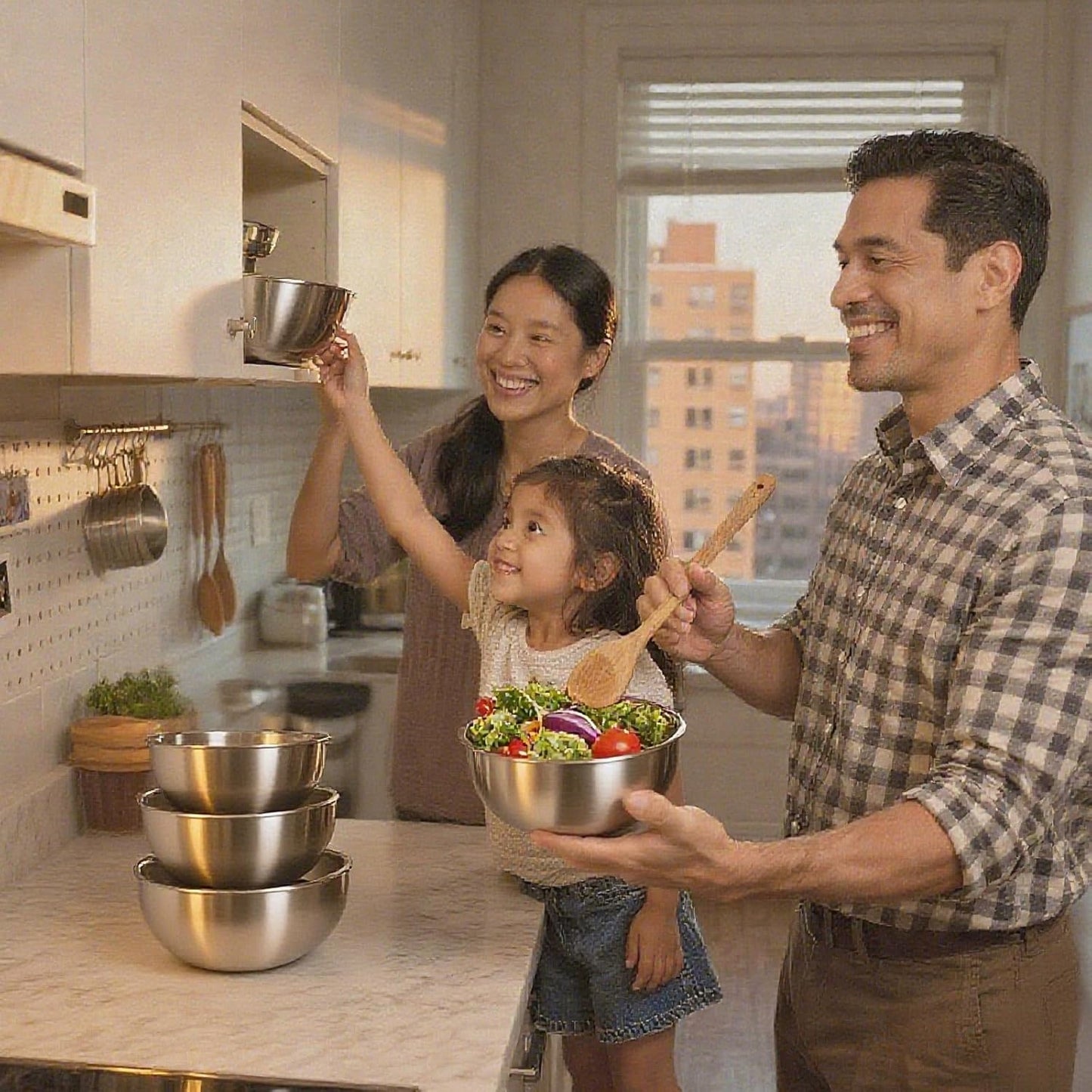 Stainless Steel Mixing Bowls, Three nested Large Mixing Bowls Stainless Steel with scale Perfect for Your Kitchen Needs Like Cooking,Baking, and Making Salads