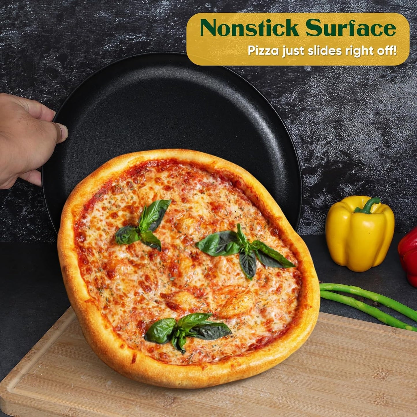 E-far 12 Inch Pizza Pan Set of 2, Nonstick Pizza Pie Pan Tray Platter, Metal Round Baking Sheet Cooking Pan for Oven, Durable & Stainless Steel Core