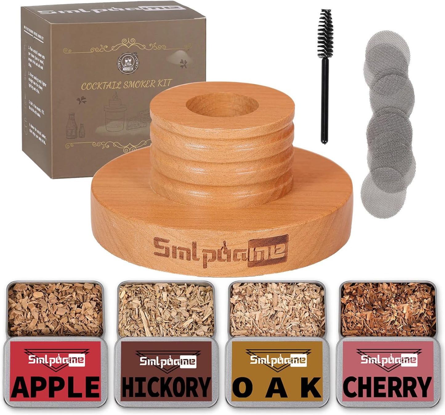 Cocktail Smoker Kit, Old Fashioned Smoker Kit for Bourbon Whiskey Drink, Smoker Infuser Kit with 4 Flavors Wood Chips, Birthday Father's Day Gifts for Husband, Men, Dad
