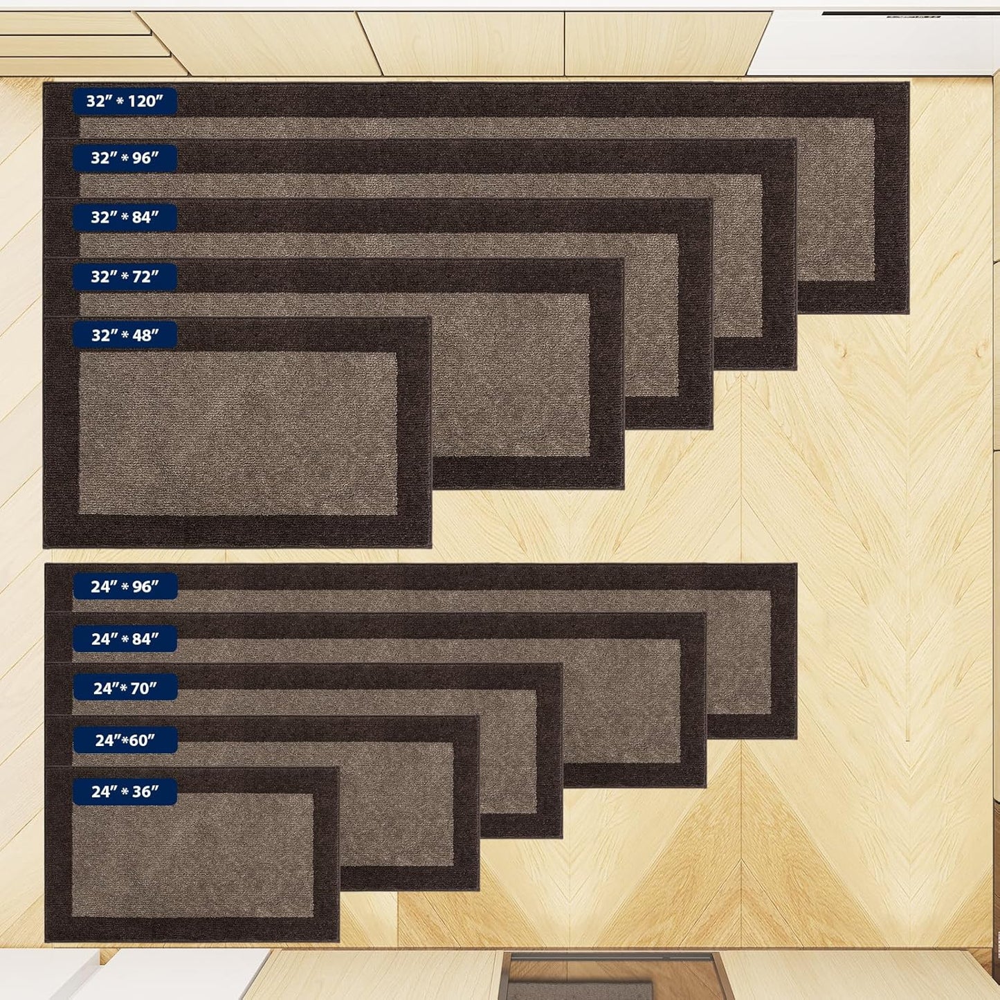 Machine Washable Kitchen Rug 32" x 84", Non Slip Kitchen Mat for Floor, Absorbent Entrance Runner Rug for Bedroom, Hallway, Bathroom, Door (Roll Packing)