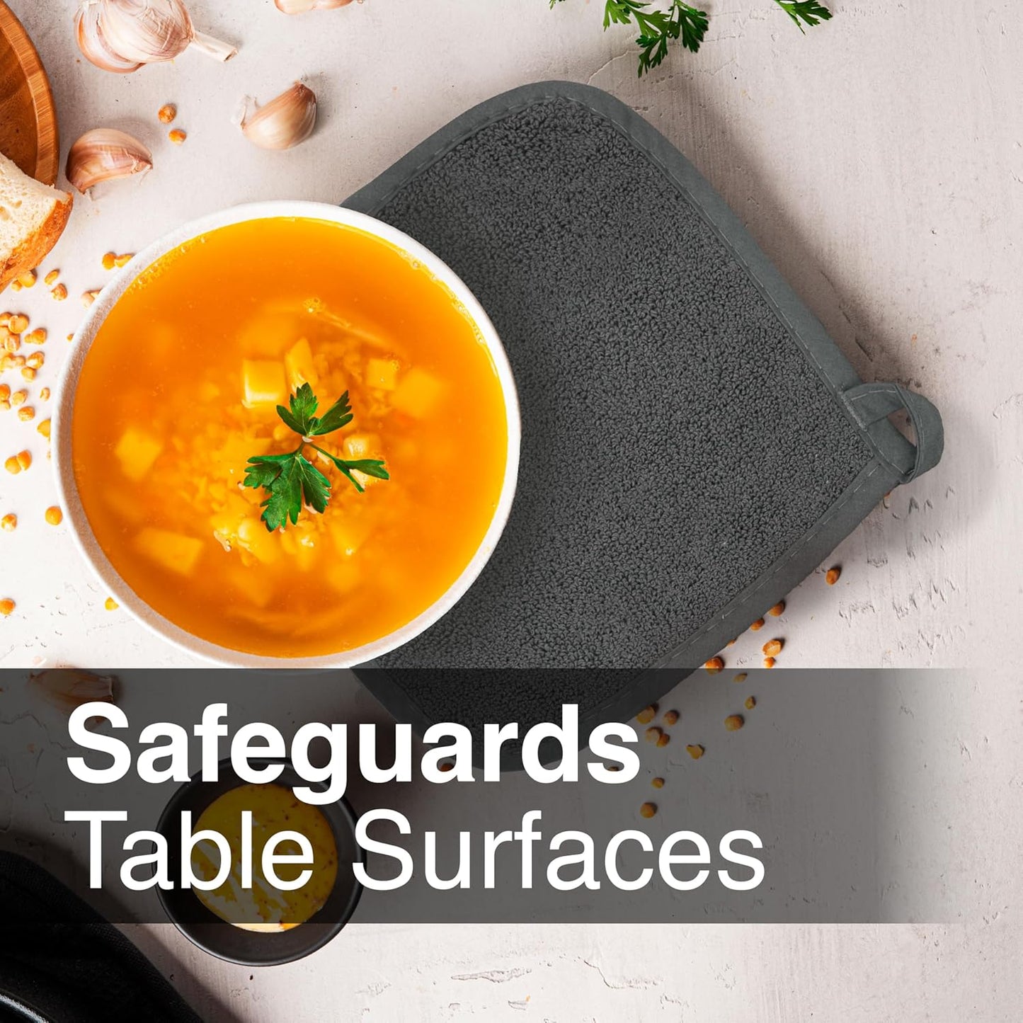 RITZ Terry Potholder & Hot Pad: Unparalleled Heat Resistant, Durable 100% Cotton – Ergonomically Designed for Optimal Grip – Easy-Care Machine Washable – 4-Pack, Graphite