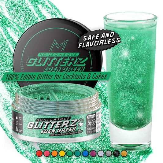 MONÉGASQUE Eden Green Edible Glitter for Drinks 10g – Edible Glitter for Cakes & Cocktails – Food Coloring Spray for Halloween Cake Decorations – Cocktail Drink Shimmer – Green Sprinkles for Cake