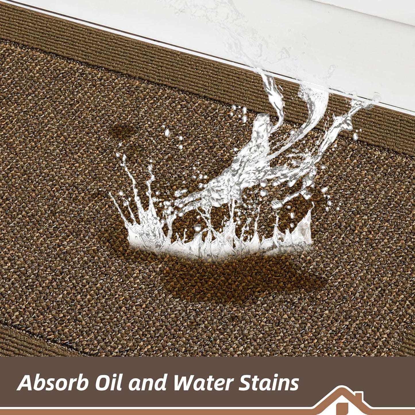 BEQHAUSE Kitchen Runner Rugs 24"x60", Kitchen Rugs Non-Slip Kitchen Mats for Floor, Absorbent and Stain Resistant Kitchen Mats, Machine Washable Rug for Kitchen, Hallway, Laundry & Sink, Brown