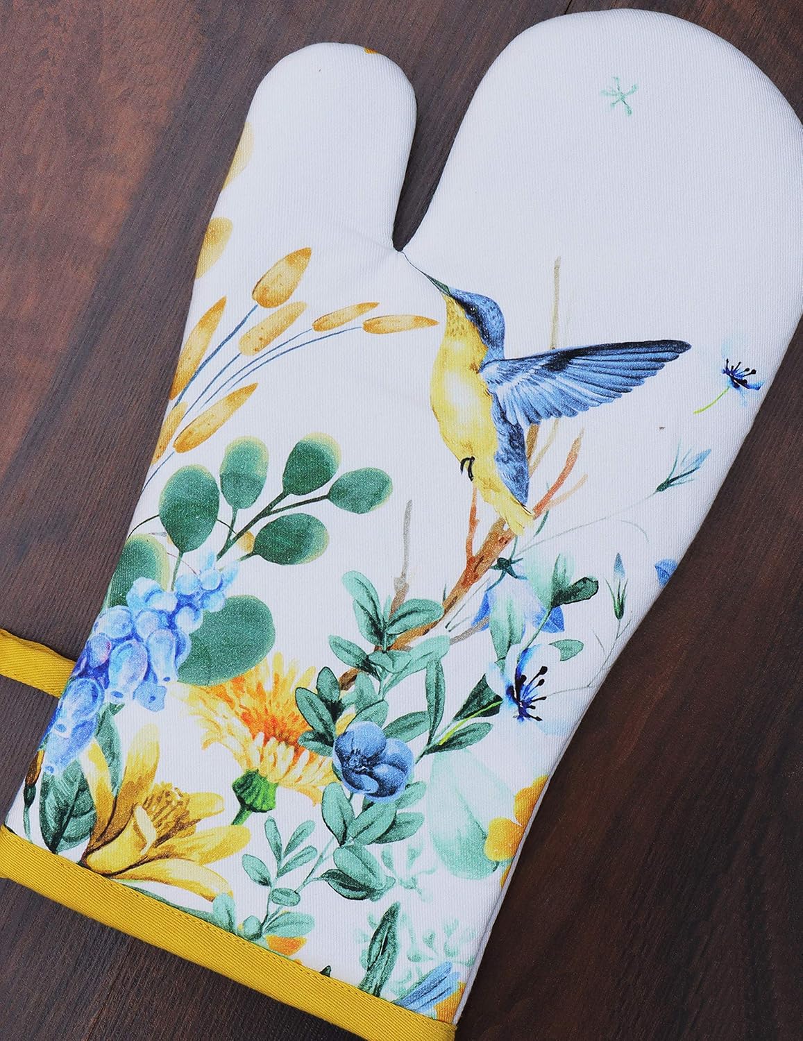 AMOUR INFINI Cotton Oven Mitts Set of 1 with Hanging Loop Non-Slip, Heat Resistant, Reusable Oven Mitt for Baking Cooking Kitchen Oven Gloves (Wild Meadow)