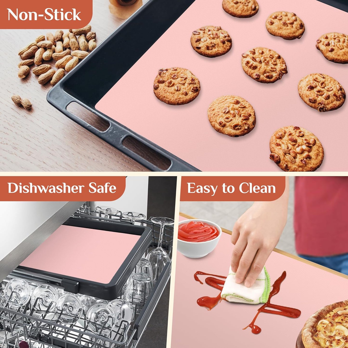 Silicone Baking Mat, 16 IN x 6 FT Free Cutting Baking Sheet, Non-Stick Reusable Dough & Pastry Mat, Non-Slip Silicone Mat Roll for Air Fryer Liner, Freeze Dryer, Oven Baking Pan, Kitchen Counter