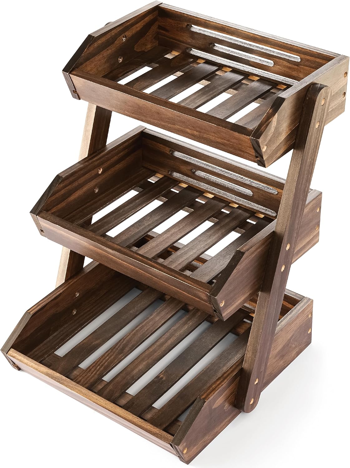 Fruit Basket, Fruit Bowl, 2 Tier Fruit Basket for Kitchen, Fruit Stand Storage Holder, Heavy Duty/Multipurpose/Large Capacity for Fruit, Vegetables, Bread Storage (Walnut, 3 Tier)