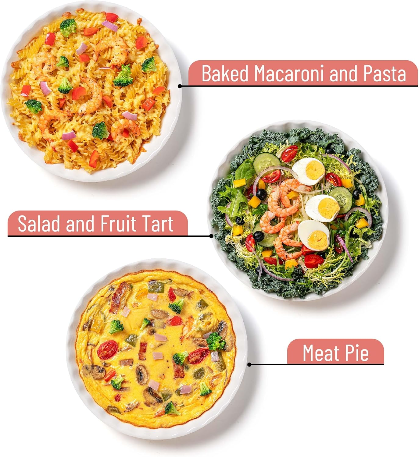 BTAT- Ceramic Pie Dish, 4 Pcs, 10.5" and 9.5", White Pie Pans for Baking, Deep Dish Pie Plate, Deep Dish Pie Pan, Deep Pie Dish for Baking, Pie Plates for Baking, Deep Pie Dish, Pie Baking Dish