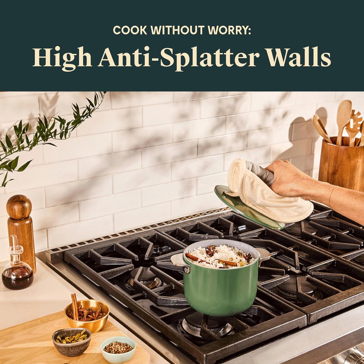 Caraway Petite Cooker - 2 Qt Ceramic Coated Pot - Free From Forever Chemicals - Perfect for Rice, Grains, or Sauces - Perracotta