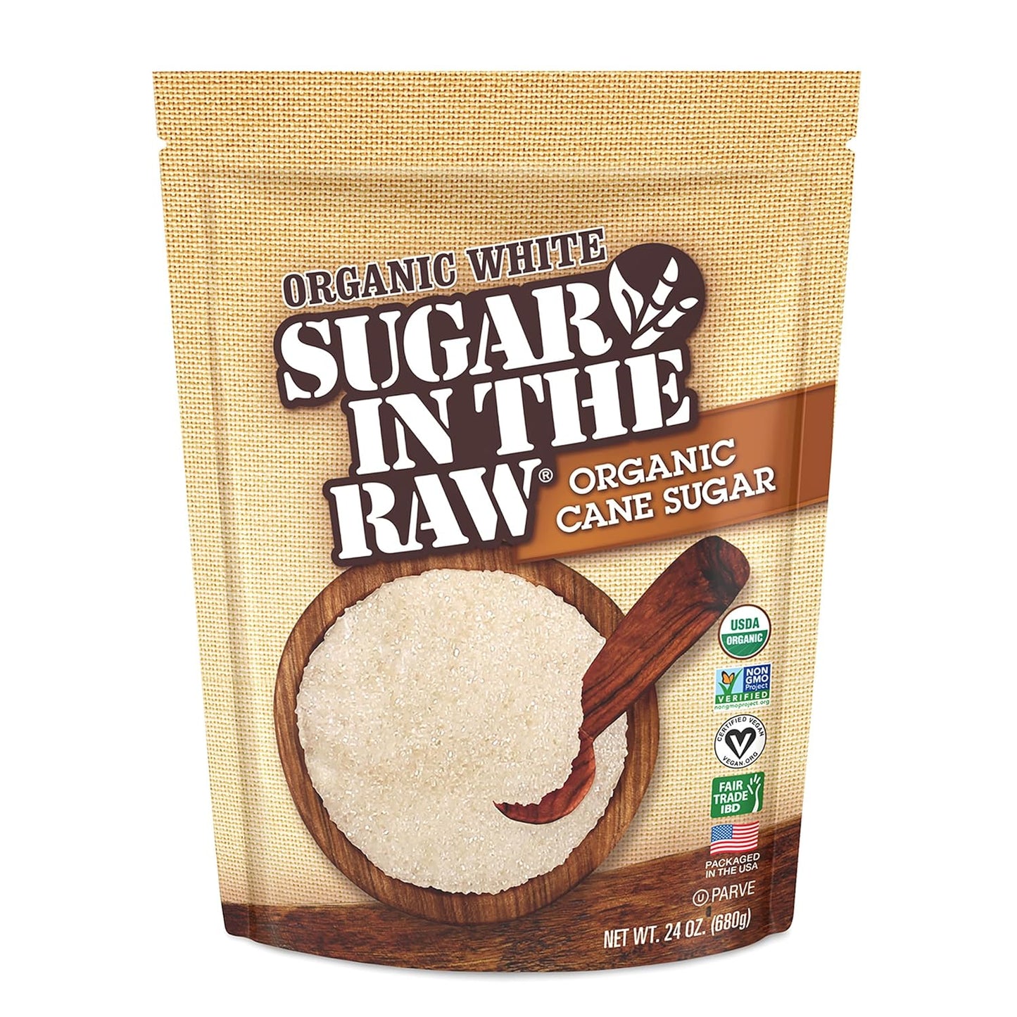 Sugar In The Raw Organic Granulated White Premium Cane Sugar, Pure Natural Sweetener, Hot & Cold Drinks, Coffee, Cooking, Baking, Vegan, Gluten-Free, Non-GMO, Bulk Sugar, 24 oz Bag (1-Pack)