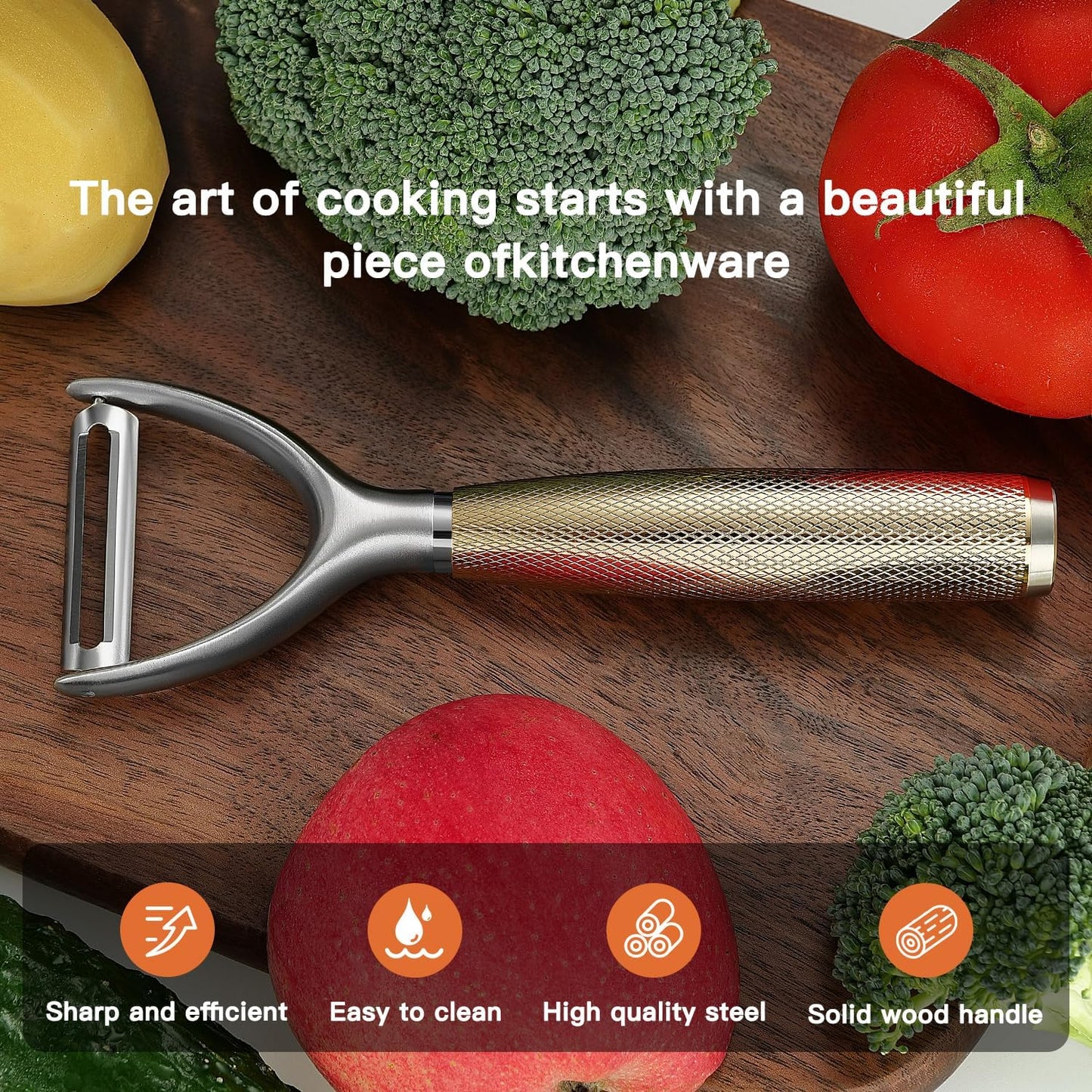 Luxury Y-Type Vegetable Peeler – 24K Gold Plated Handle, 304 Stainless Steel Ultra Sharp Blade, Ideal for Potatoes, Apples, and Other Fruits & Vegetables