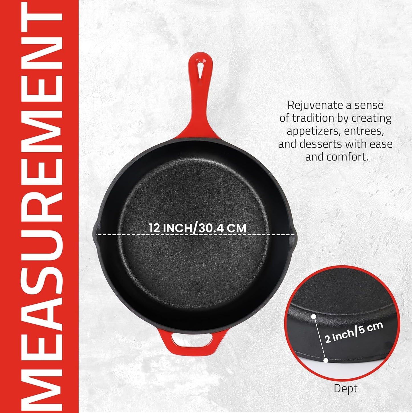 Utopia Kitchen Cast Iron Frying Pan 6.5 Inch, Cast Iron Chefs Pan, Pre Seasoned Skillet, Safe Grill Cookware for Indoor & Outdoor Use, Red