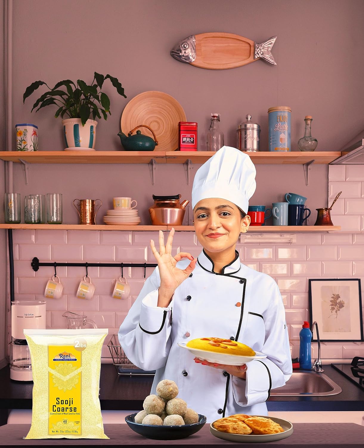 Rani Sooji Coarse (Farina, Suji, Rava, Rawa, Wheat Semolina) Flour 32oz (2lbs) 908g ~ All Natural | Vegan | NON-GMO | Kosher | Indian Origin