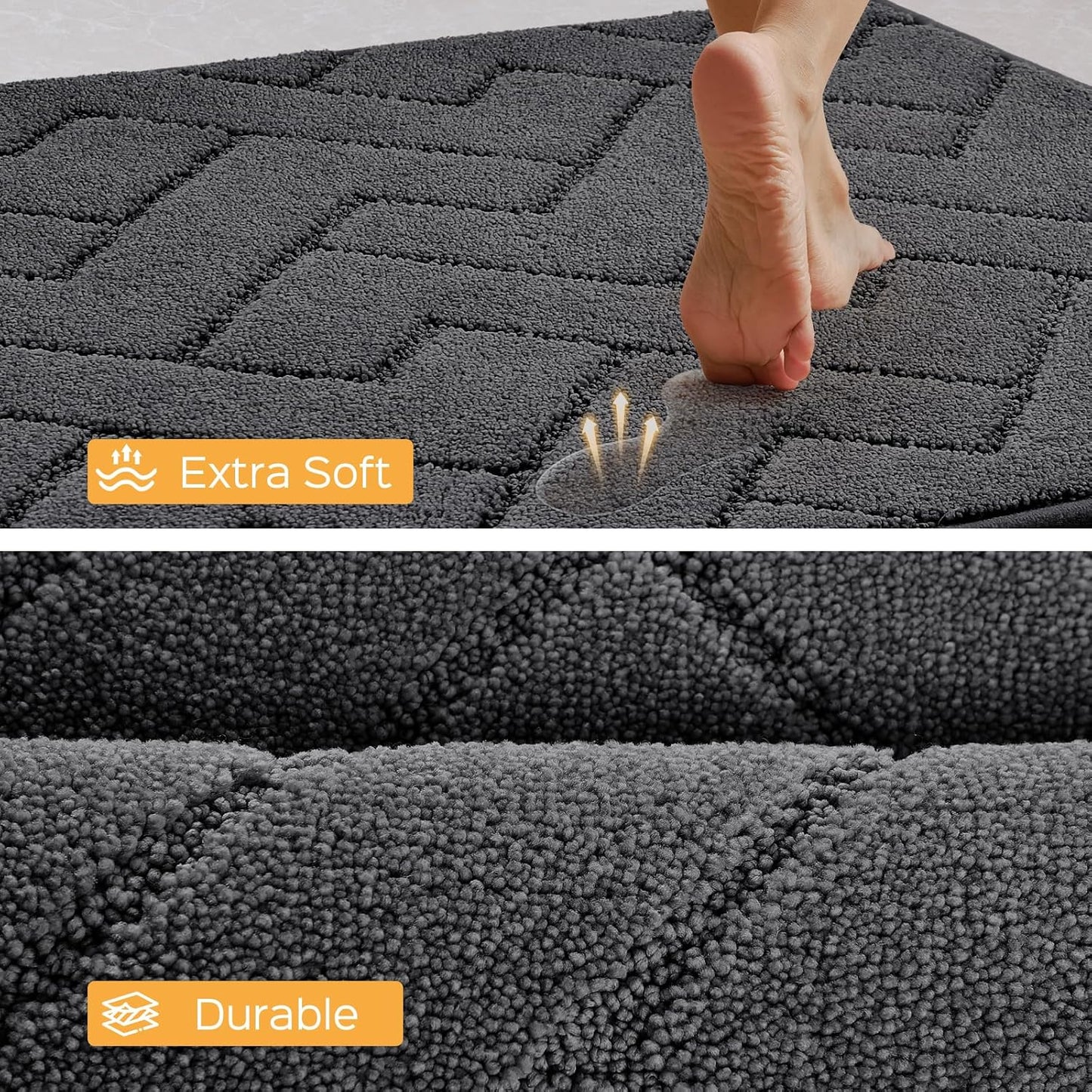 Machine Washable Kitchen Rugs 24" x 84", Non-Slip Kitchen Runner Rugs Mats for Floor, Absorbent Comfort Standing Mats for Kitchen, Sink, Laundry and Hallway, Rolled Packaging, Charcoal