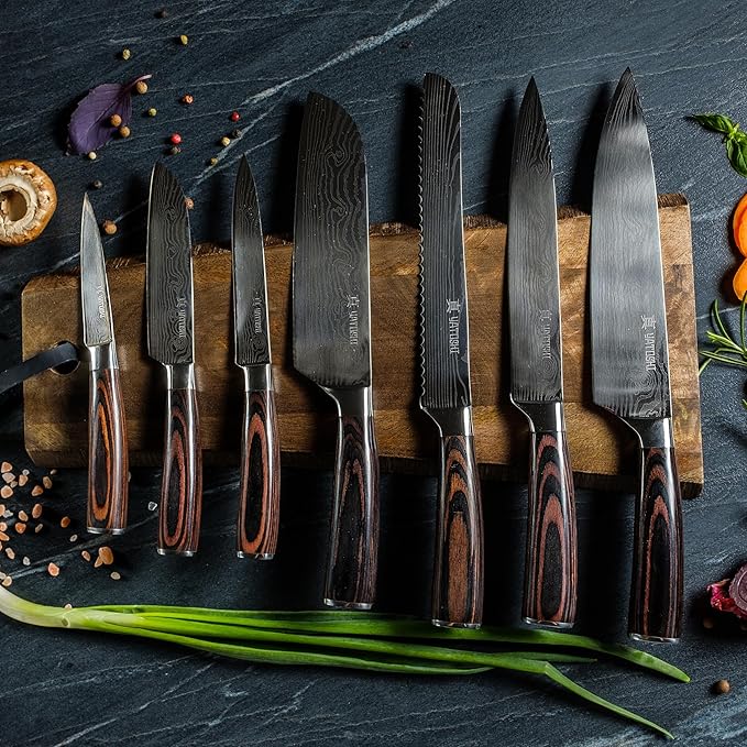 Yatoshi Professional Kitchen Knife Set, 15 Pieces, High Carbon Stainless Steel, Ergonomic Handle