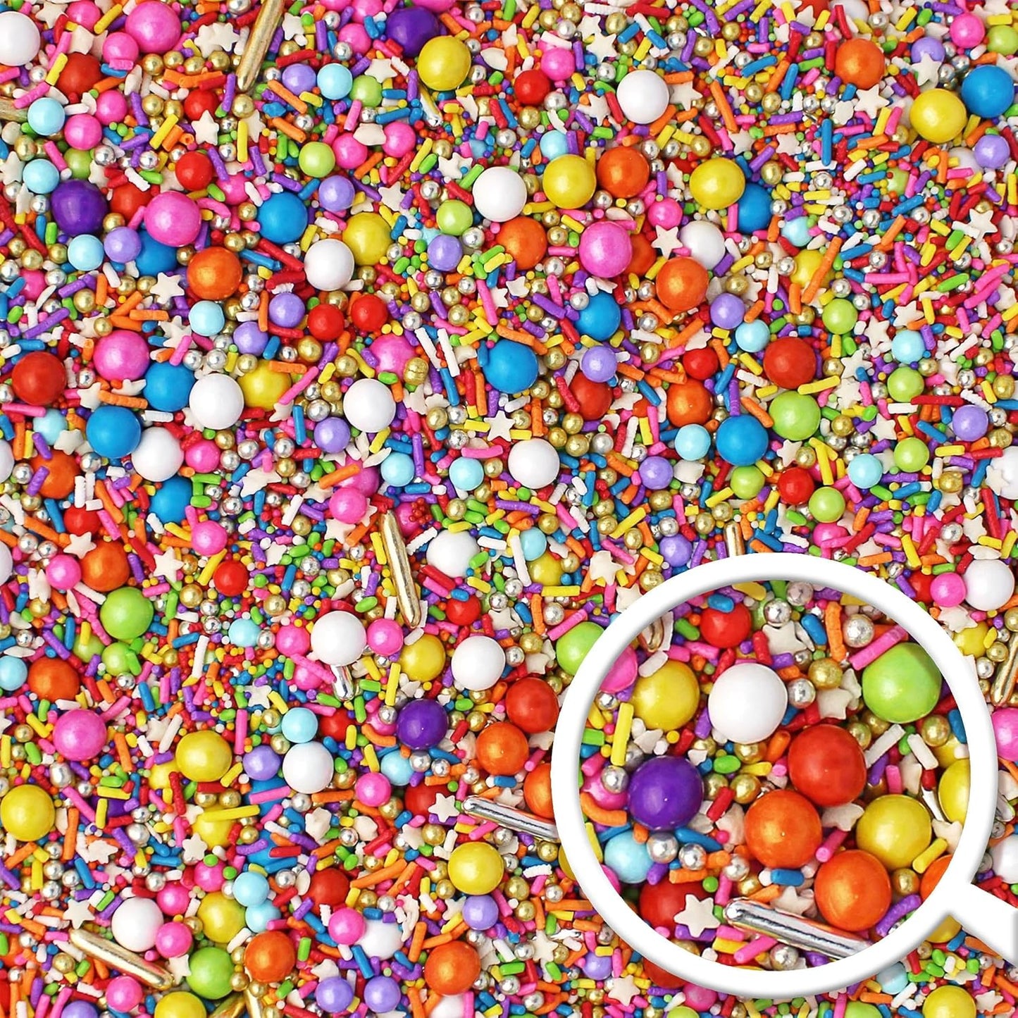 Sprinkle Pop Rainbow Road Sprinkle Mix| Blend of White Red Orange Yellow Green Blue Pink Purple Rainbow Sprinkles Made in USA for Decorating Birthday Cakes Cookie Cupcakes Ice Cream Chocolate,2oz