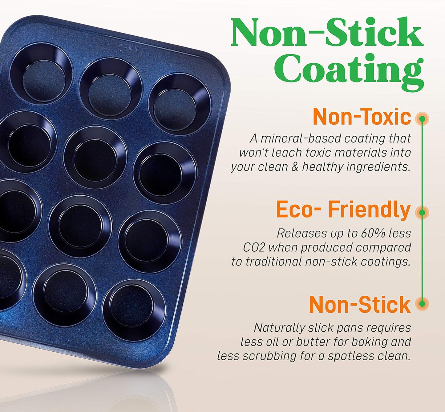 NutriChef 6-Piece Nonstick Baking Pans - Carbon Steel Non toxic Bakeware set with Cookie Sheets, Muffin, Loaf, Round & Square Pan - Restaurant Quality Baking Tray, Easy Clean, Dishwasher & Oven Safe