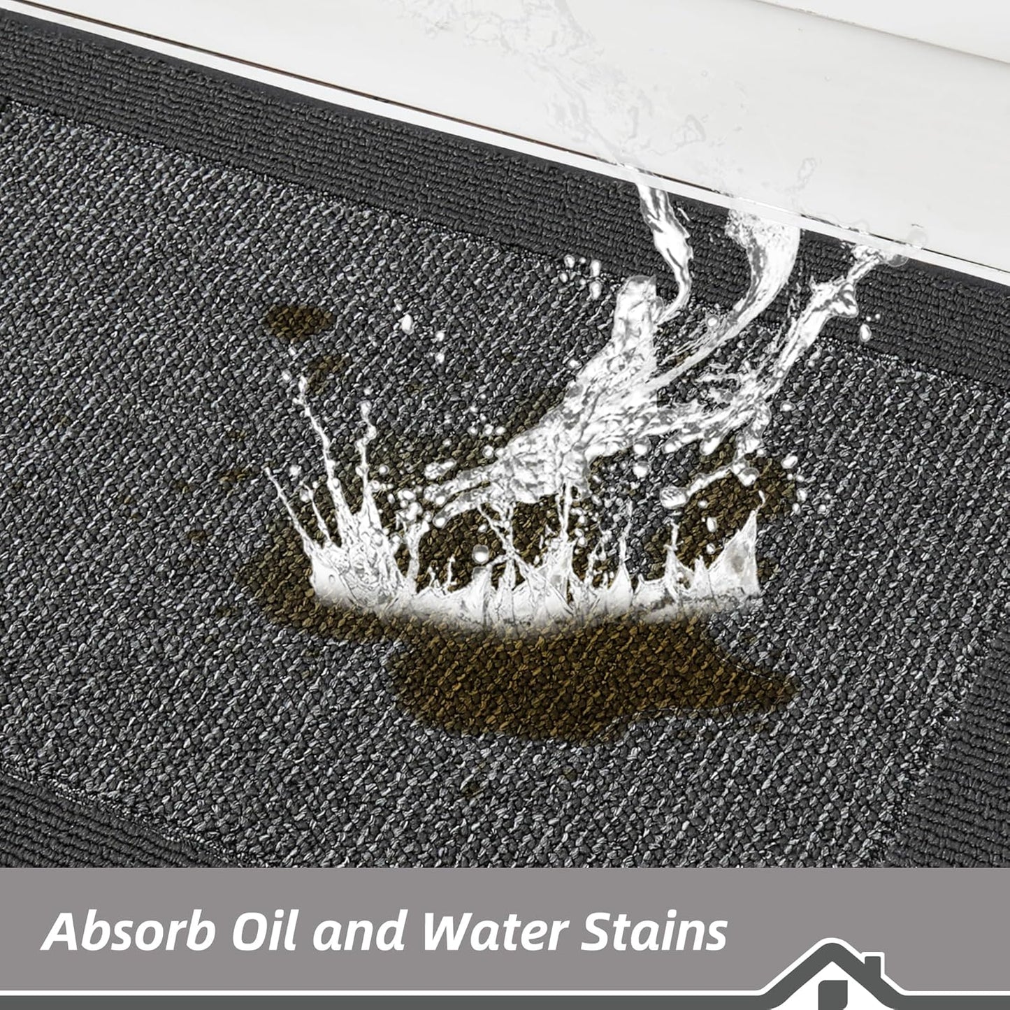 BEQHAUSE Kitchen Rugs and Mats Set of 2 Non-Slip Kitchen Mats for Floor, Absorbent and Stain Resistant Kitchen Runner, Machine Washable Rugs for Kitchen, Laundry & Sink, 24"x36"+24"x60", Charcoal